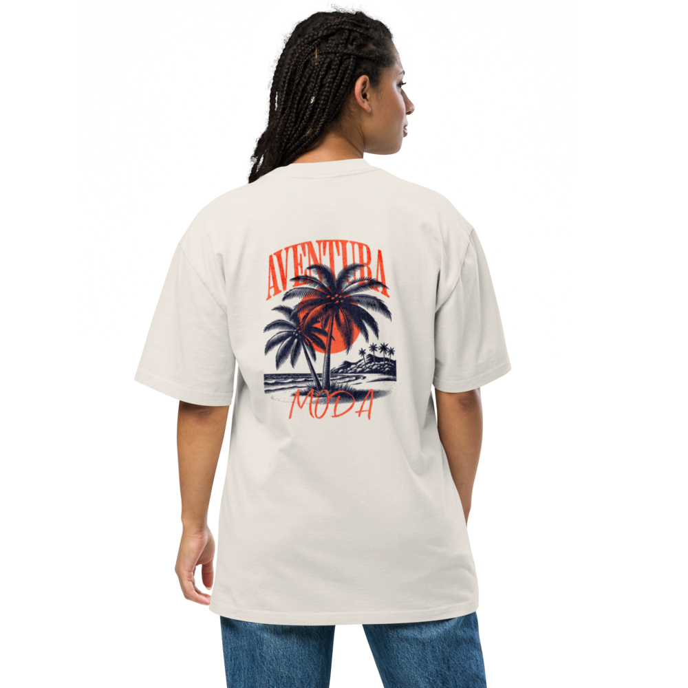 Sunset Escape – Oversized T-Shirt mit Palme | Aventura-Moda